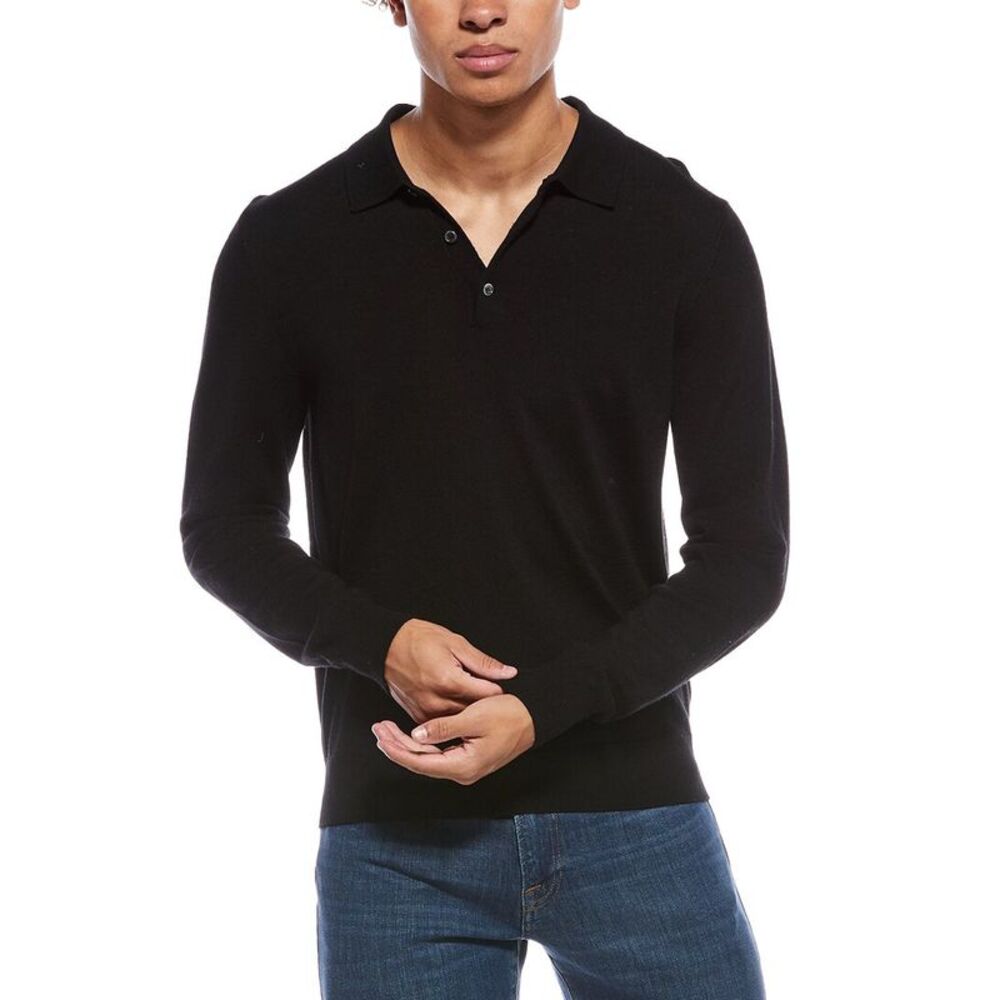 Mette Mens  Merino Wool Polo Sweater, Black